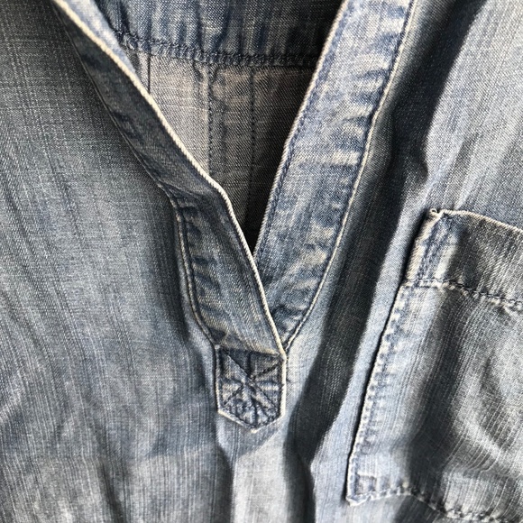 Cloth & Stone Blue Denim Shirt Blouse qtr sleeves - Picture 3 of 8